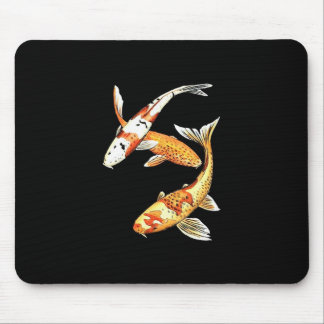 Japanese Koi Goldfish on Black Mouse Pad