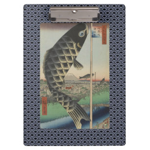Japanese Koi Hiroshige Fish Festival Flag Clipboard