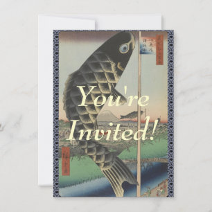 Japanese Koi Hiroshige Fish Festival Flag Invitation