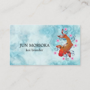 Japanese Koi on Blue Background Business Card