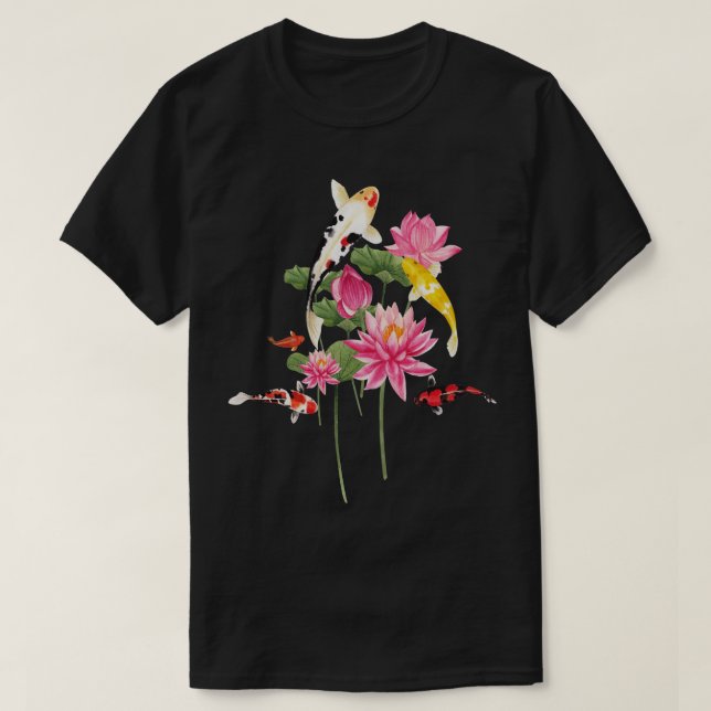Japanese Koi p Nishikigoi Fish Water Lilies Pads 1 T-Shirt (Design Front)
