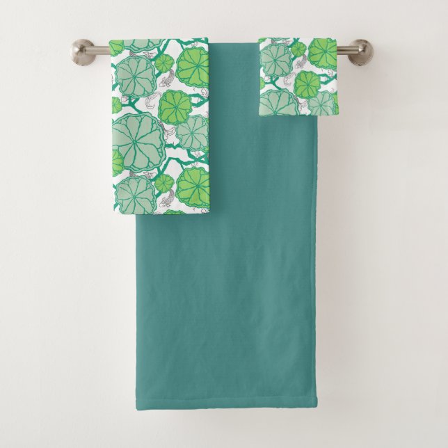 Japanese Koi Pond Bath Towel Set (Insitu)
