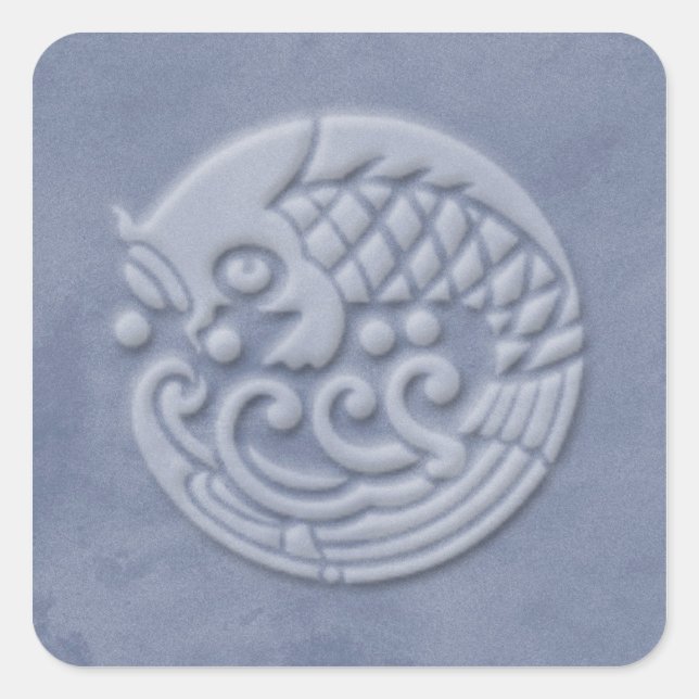 Japanese koi square sticker (Front)