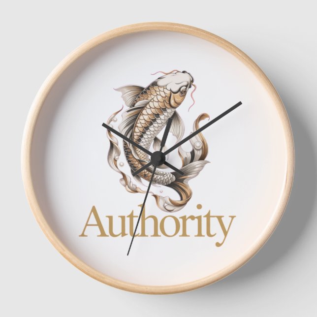 Japanese Koi Symbol of Authority Mastery Clock (Front)