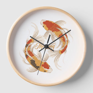 Japanese Koi Symbol of Meaning Zen Inspired Design Clock