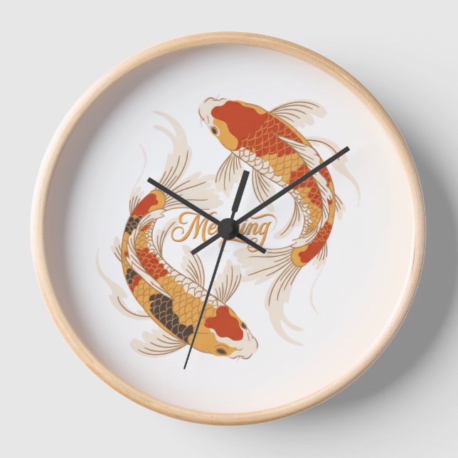 Japanese Koi Symbol of Meaning Zen Inspired Design Clock (Front)