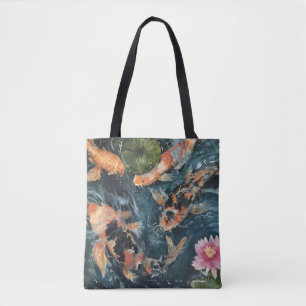 Japanese Koi Watercolor Art All Over Print Tote Bag