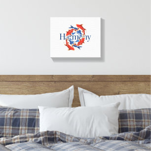 Japanese Koi Yin Yang Symbol of Harmony Peaceful Canvas Print
