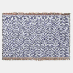 Japanese Koinobori Fish Scale in Delft Blue Throw Blanket