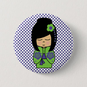 Japanese Kokeshi Doll Button