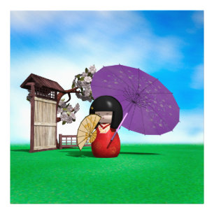 Japanese Kokeshi Doll Nursery Decor Photo Print