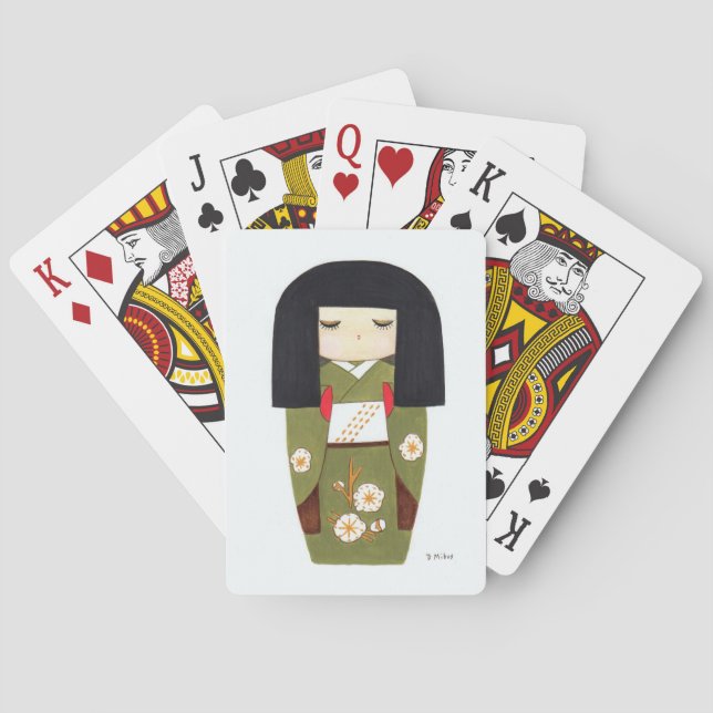 Japanese Kokeshi Doll  Playing Cards (Back)