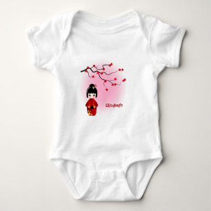 Japanese kokeshi doll sakura name baby girl shirt
