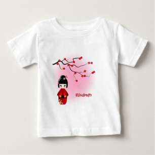 Japanese kokeshi doll sakura name baby girl shirt