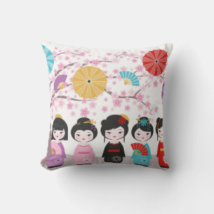 Japanese Kokeshi Dolls Cushion