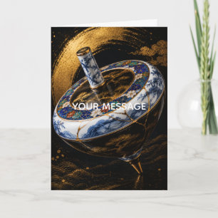 Japanese Koma Spinning Top Kintsugi Art Personaliz Card