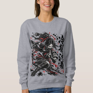 Japanese Kunoichi Female Ninja Sumi-e Art Reisei Sweatshirt