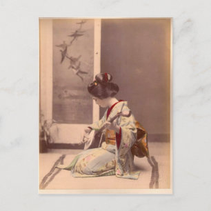 Japanese Lady Geisha Asian Vintage Art Postcard