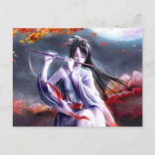 Japanese Lady Playing A Flute Postcard