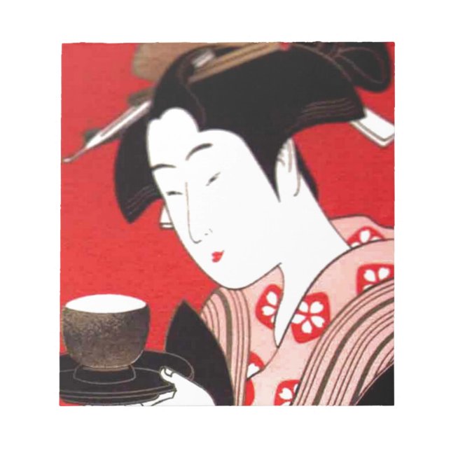 Japanese Lady Tea Serving Ceremony Art Print Notepad (Front)
