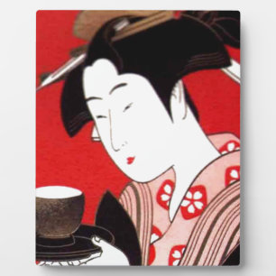 Japanese Lady Tea Serving Ceremony Art Print Plaque