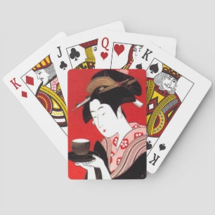 Japanese Lady Tea Serving Ceremony Art Print Playing Cards