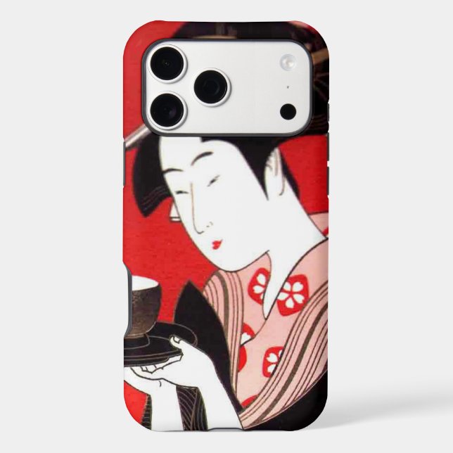 Japanese Lady Tea Serving Ceremony | Zen Art Print (Back)