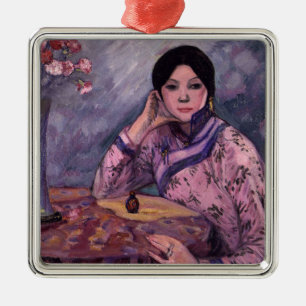 Japanese Lady with a Perfume Bottle Metal Ornament