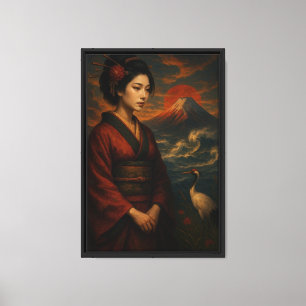 Japanese Lady with Mt. Fuji – Oriental Canvas Print
