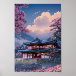 Japanese Lakeside Haven Poster
