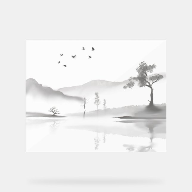 Japanese landscape background  acrylic sign (Front)