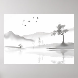 Japanese landscape background  poster