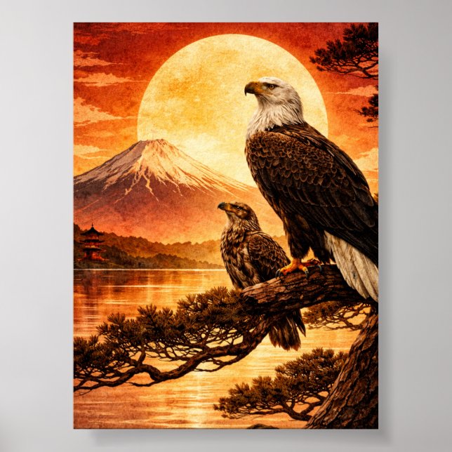 Japanese Landscape Eagle Value Poster  (Front)