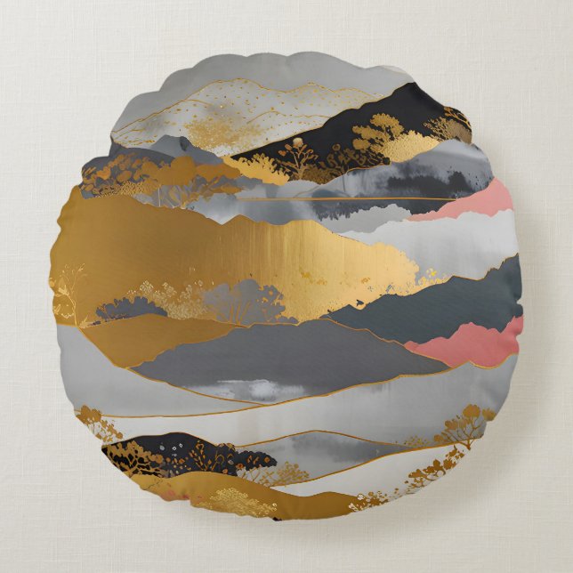 Japanese Landscape Round Cushion (Front)