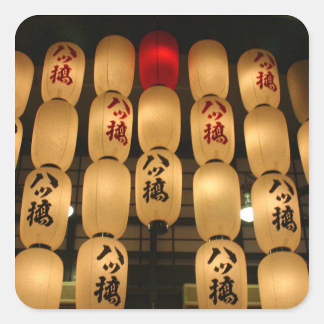 japanese lanterns square sticker (Front)