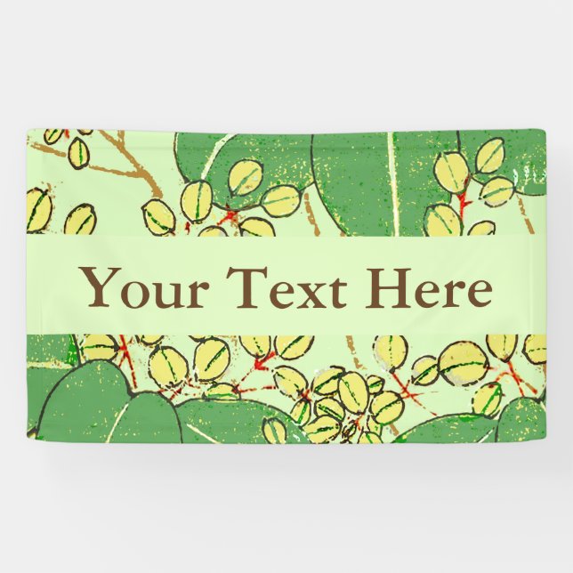 Japanese Leaf Floral Botanical Art Pattern Banner (Horizontal)