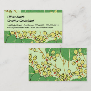 Japanese Leaf Floral Botanical Art Pattern Business Card