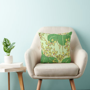 Japanese Leaf Floral Botanical Art Pattern Cushion