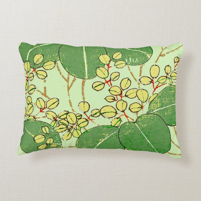 Japanese Leaf Floral Botanical Art Pattern Decorative Cushion (Back)