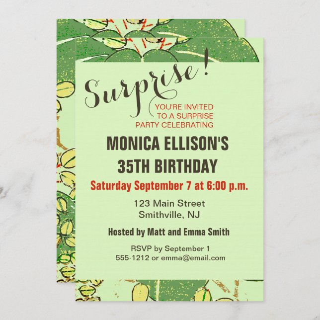 Japanese Leaf Floral Botanical Art Pattern Invitation (Front/Back)