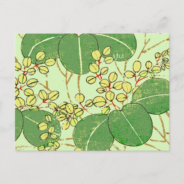 Japanese Leaf Floral Botanical Art Pattern Postcard (Front)