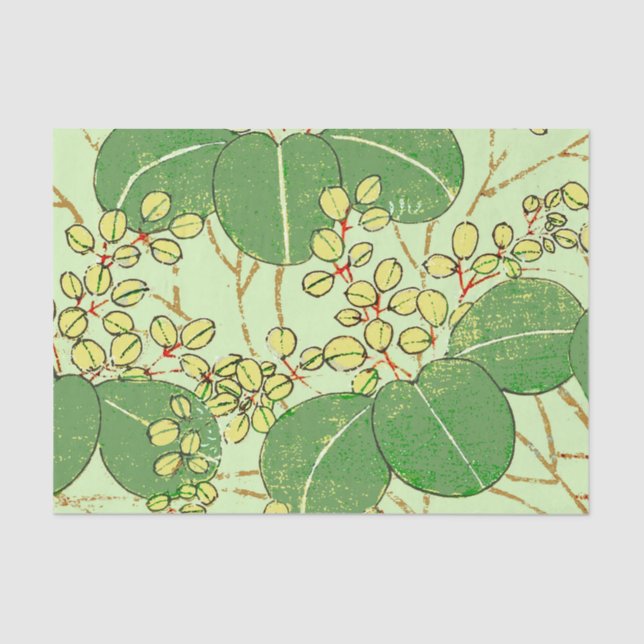 Japanese Leaf Floral Botanical Art Pattern Tissue Paper (Front)
