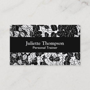 Japanese Leaf Print, Black and White Business Card