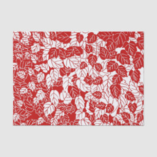 Japanese Leaf Print, Dark Red and White Tissue Paper