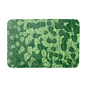 Japanese Leaf Print, Emerald and Lime Green Bath Mat