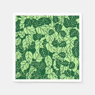 Japanese Leaf Print, Emerald and Lime Green Napkin
