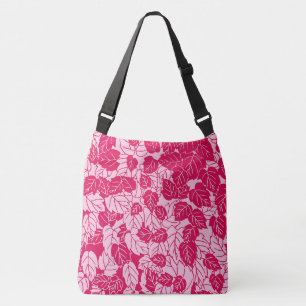 Japanese Leaf Print, Fuchsia and Light Pink Crossbody Bag