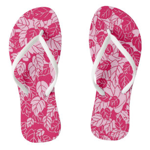 Japanese Leaf Print, Fuchsia and Light Pink Thongs