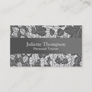 Japanese Leaf Print, Light and Dark Grey / Grey Business Card