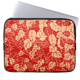 Japanese Leaf Print, Mandarin Orange Laptop Sleeve